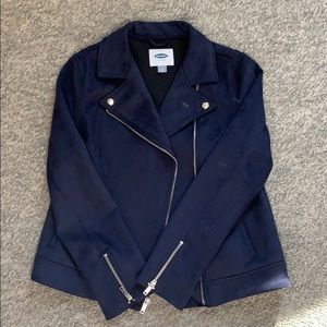 Navy suede motto jacket